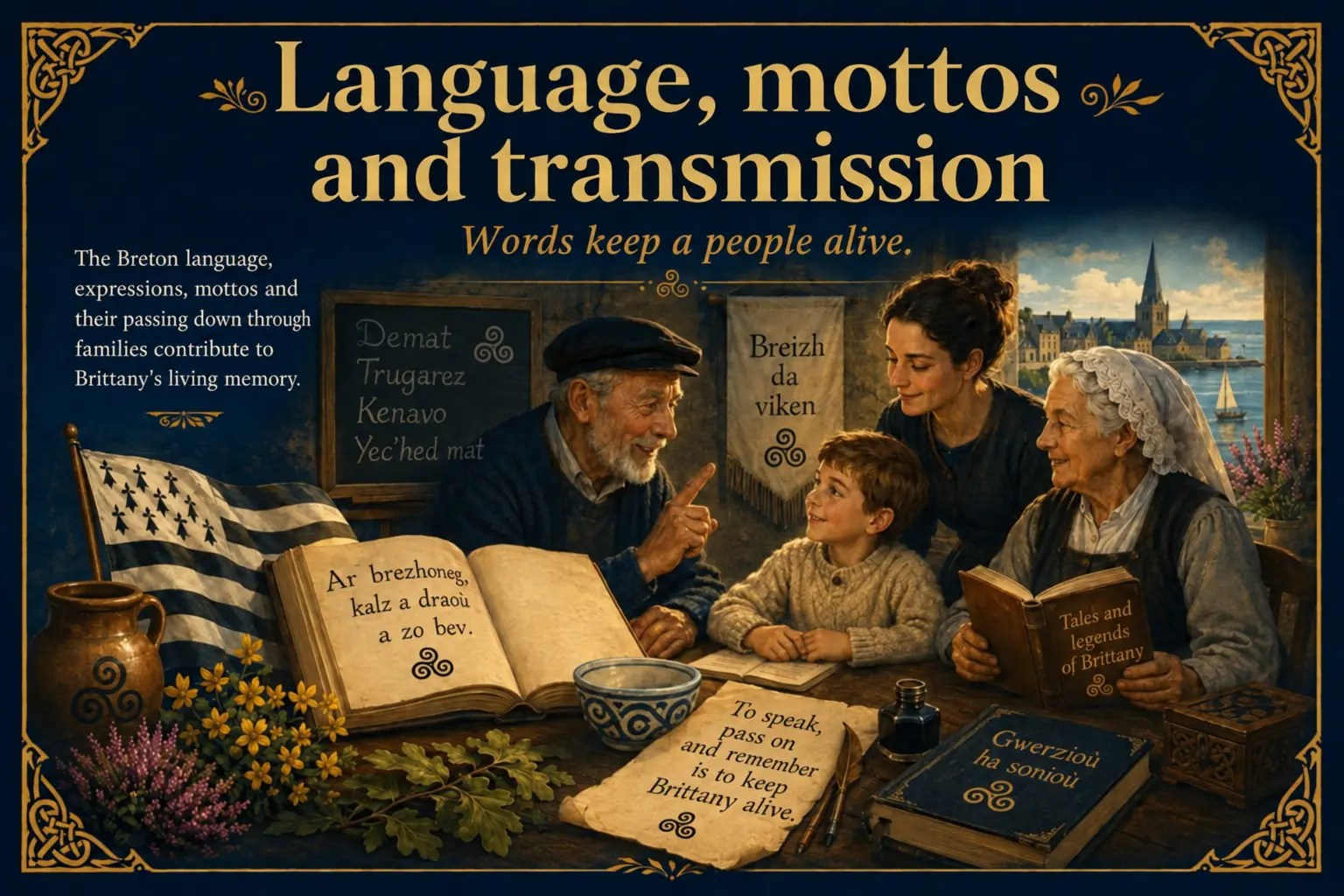 Language, mottos and transmission